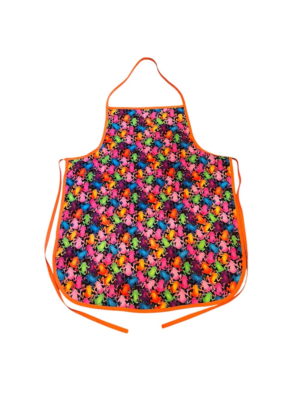 Vibrant Neon Frog Colorful Print Apron OS Bright Kitchen BBQ Grilling Party